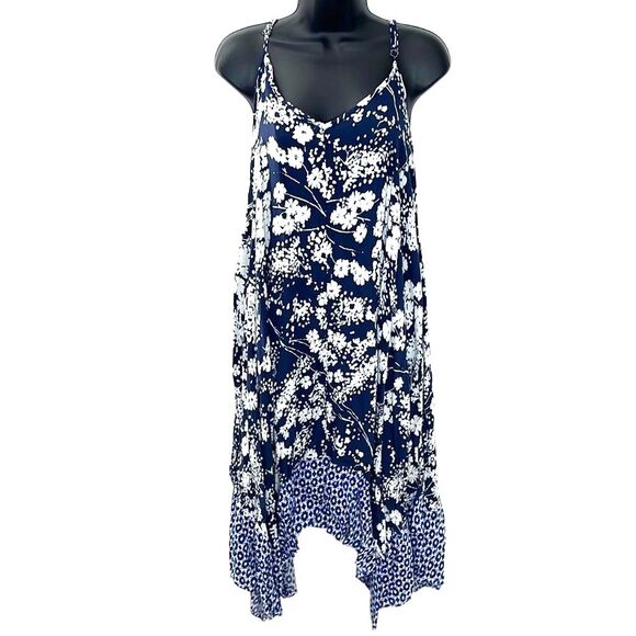 Jessica Simpson Blue White Floral Asymmetrical Maternity (or not) Dress Size XL - Picture 1 of 8